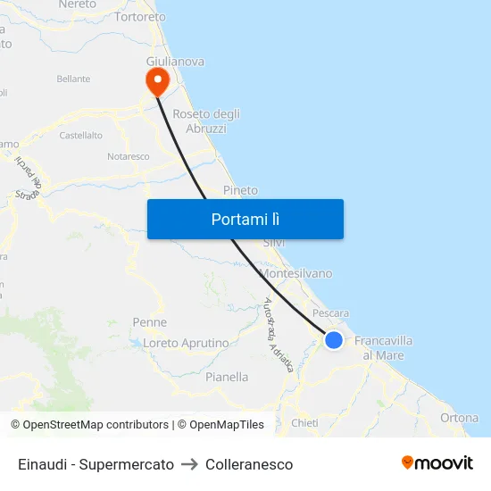 Einaudi - Supermercato to Colleranesco map