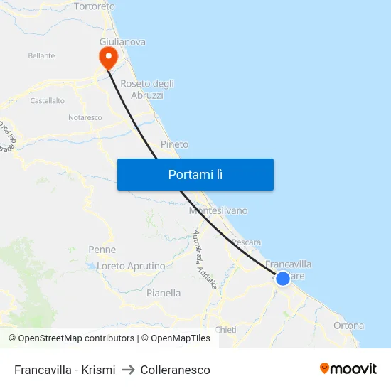 Francavilla - Krismi to Colleranesco map