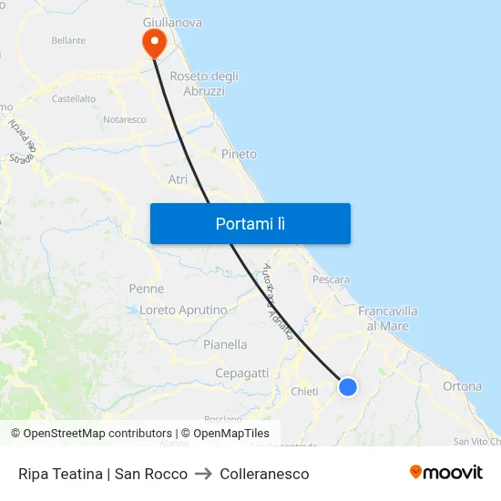 Ripa Teatina | San Rocco to Colleranesco map