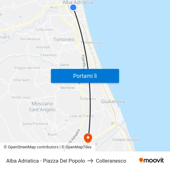 Alba Adriatica - Piazza Del Popolo to Colleranesco map