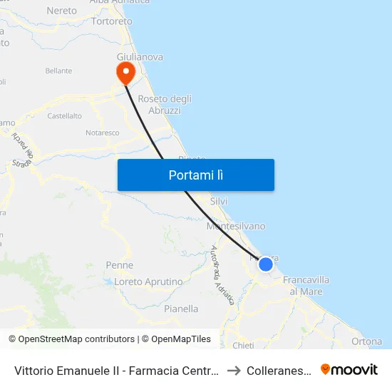 Vittorio Emanuele II - Farmacia Centrale to Colleranesco map