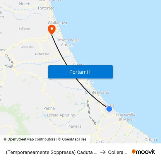 (Temporaneamente Soppressa) Caduta Del Forte - Chieti to Colleranesco map