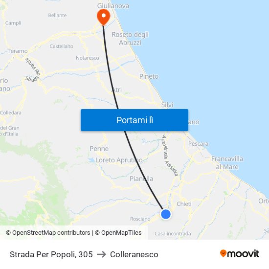 Strada Per Popoli, 305 to Colleranesco map