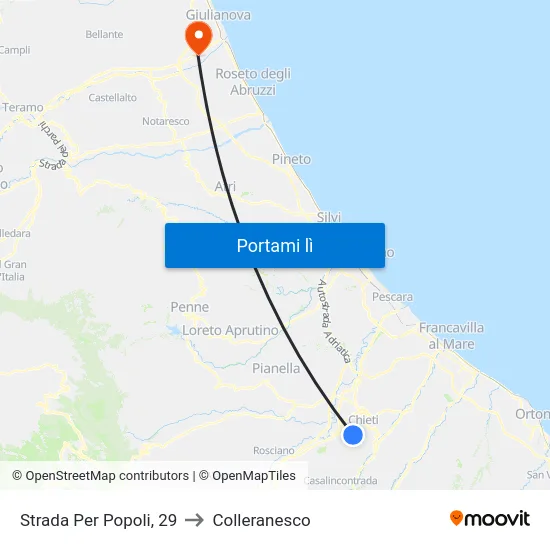 Fasoli to Colleranesco map