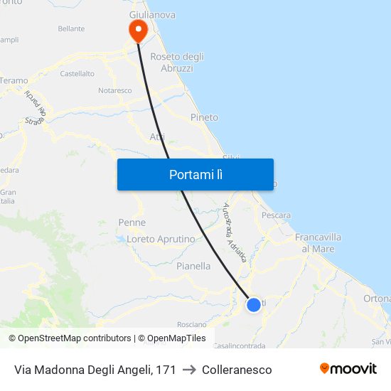 Via Madonna Degli Angeli, 171 to Colleranesco map