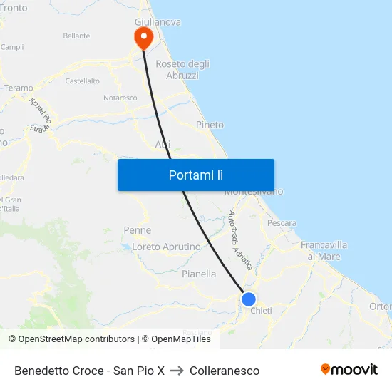 Benedetto Croce - San Pio X to Colleranesco map