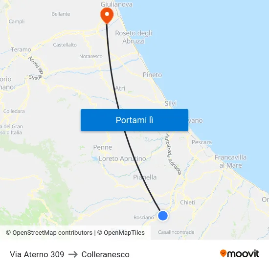 Via Aterno  309 to Colleranesco map