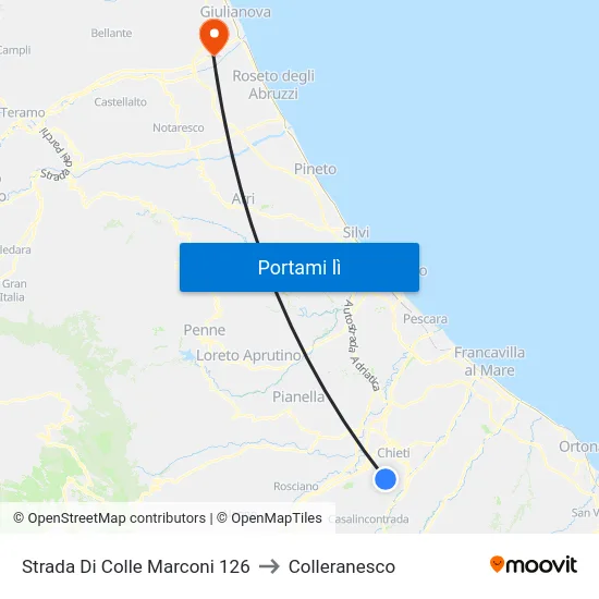 Strada Di Colle Marconi 126 to Colleranesco map