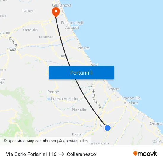 Via Carlo Forlanini 116 to Colleranesco map