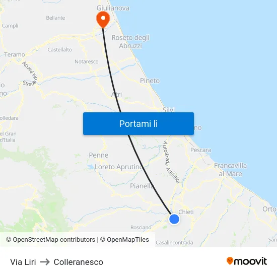 Via Liri to Colleranesco map