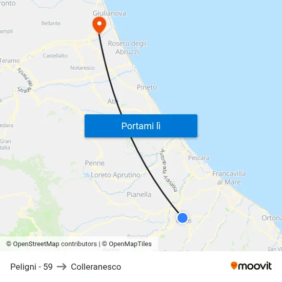 Peligni - 59 to Colleranesco map