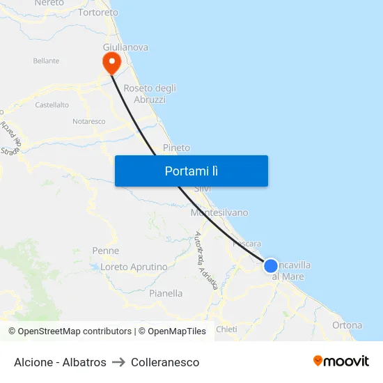 Alcione - Albatros to Colleranesco map