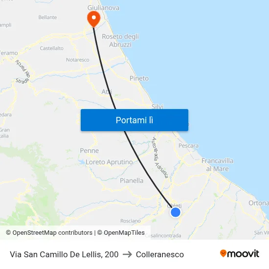 Via San Camillo De Lellis, 200 to Colleranesco map