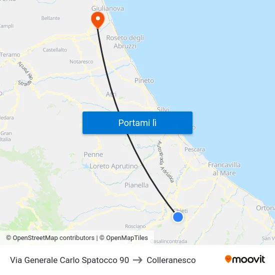 Via Generale Carlo Spatocco  90 to Colleranesco map