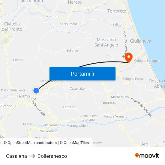 Casalena to Colleranesco map