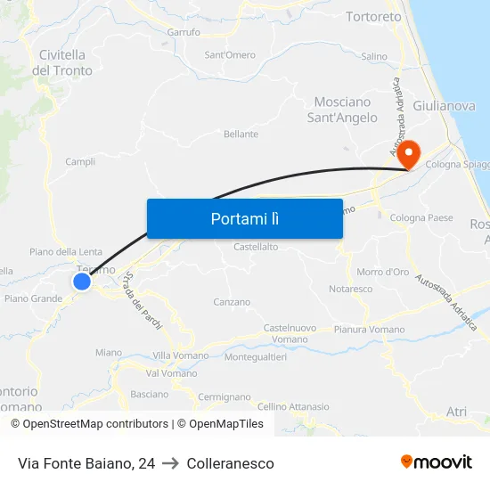 Via Fonte Baiano, 24 to Colleranesco map