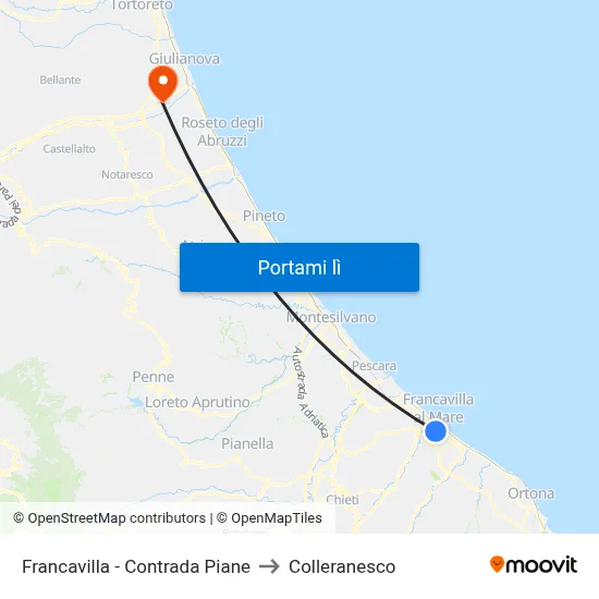 Francavilla - Contrada Piane to Colleranesco map