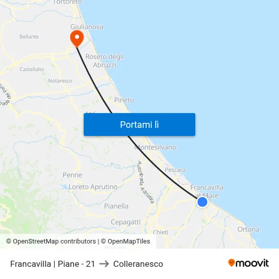 Francavilla | Piane - 21 to Colleranesco map