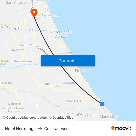 Hotel Hermitage to Colleranesco map