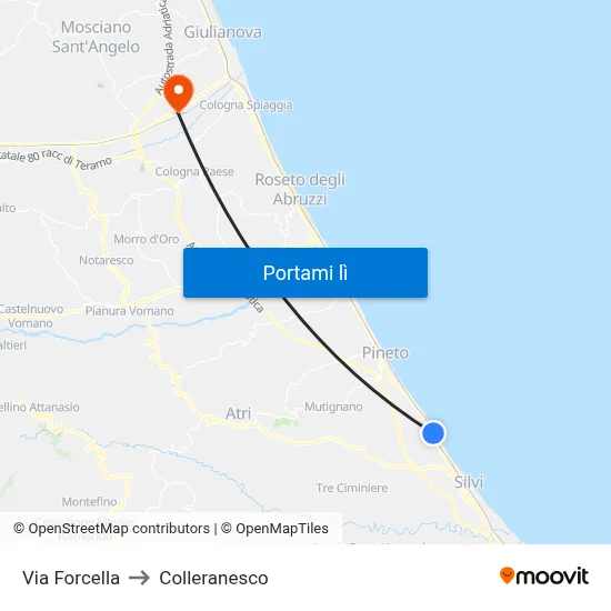 Via Forcella to Colleranesco map