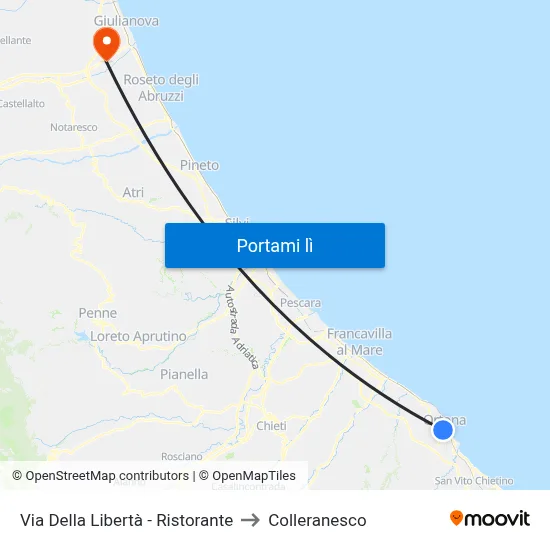 Via Della Libertà - Ristorante to Colleranesco map