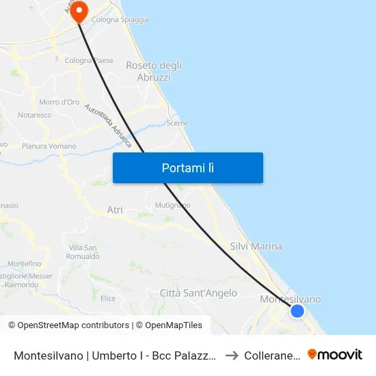 Montesilvano | Umberto I - Bcc Palazzo Europa to Colleranesco map