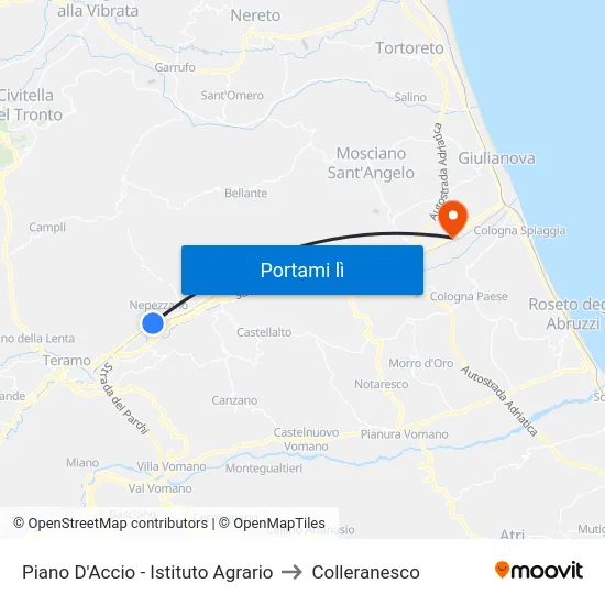 Piano D'Accio - Istituto Agrario to Colleranesco map