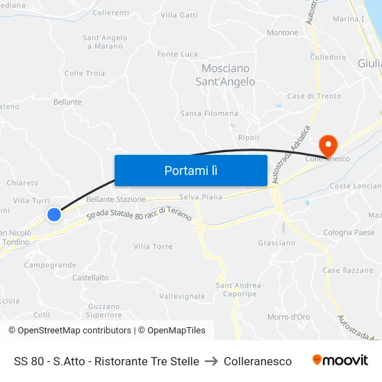SS 80 - S.Atto - Ristorante Tre Stelle to Colleranesco map