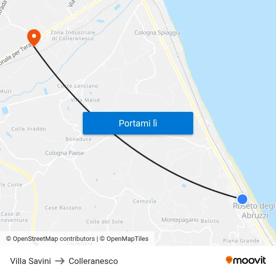 Villa Savini to Colleranesco map