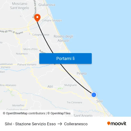 Silvi - Stazione Servizio Esso to Colleranesco map
