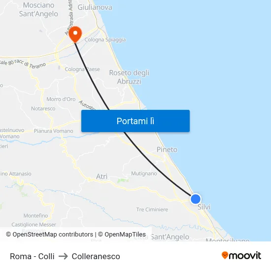 Roma - Colli to Colleranesco map