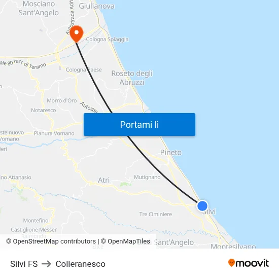 Silvi FS to Colleranesco map