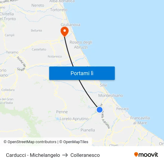 Carducci - Michelangelo to Colleranesco map