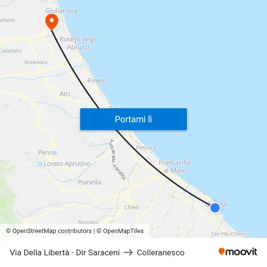 Via Della Libertà - Dir Saraceni to Colleranesco map