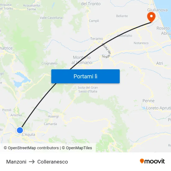 Manzoni to Colleranesco map