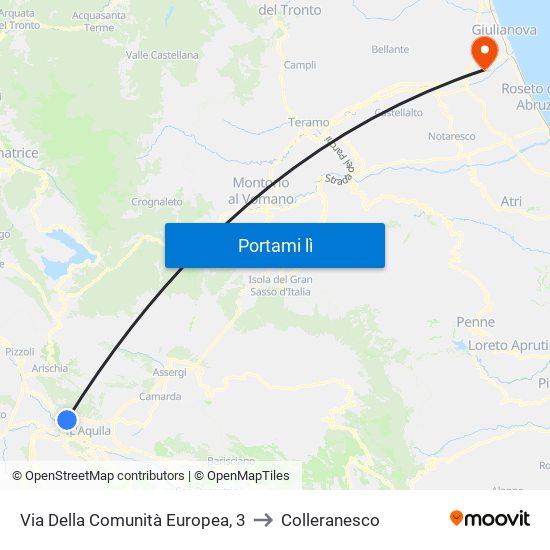 Via Della Comunità Europea, 3 to Colleranesco map