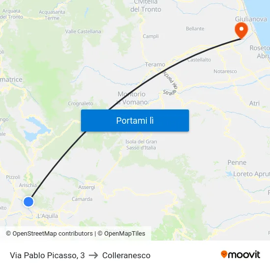 Via Pablo Picasso, 3 to Colleranesco map