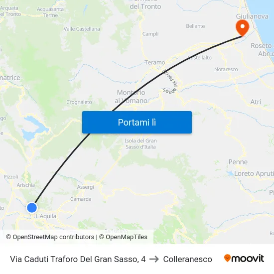 Via Caduti Traforo Del Gran Sasso, 4 to Colleranesco map