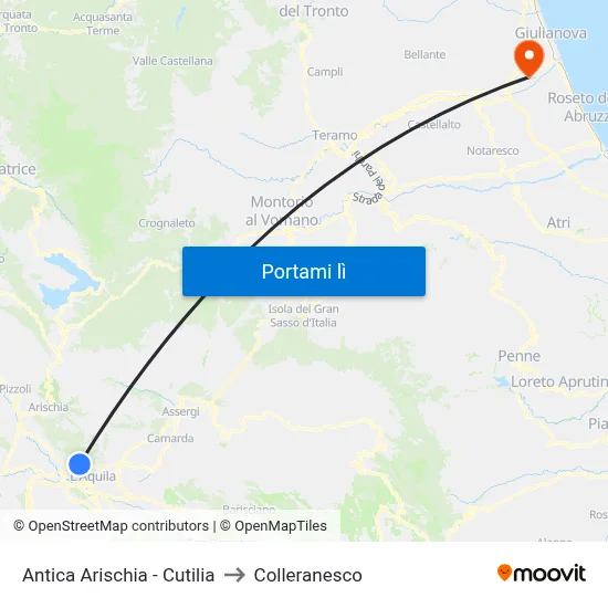 Antica Arischia - Cutilia to Colleranesco map