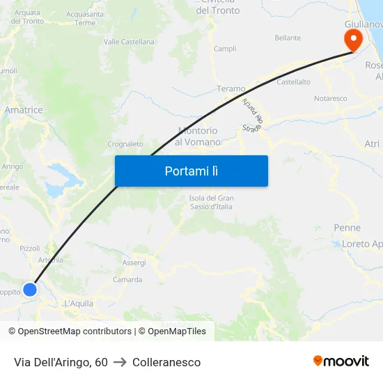 Via Dell'Aringo, 60 to Colleranesco map