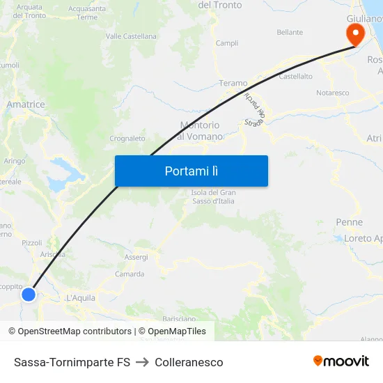 Sassa-Tornimparte FS to Colleranesco map