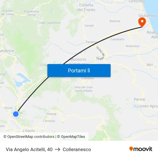 Via Angelo Acitelli, 40 to Colleranesco map