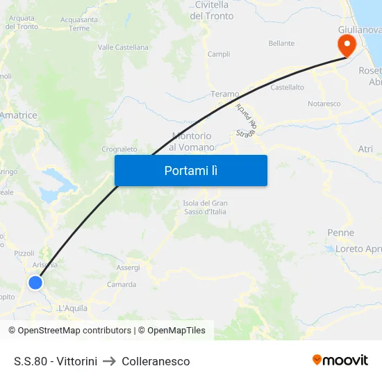 S.S.80 - Vittorini to Colleranesco map