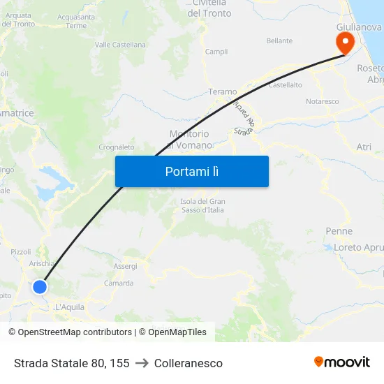 Strada Statale 80, 155 to Colleranesco map