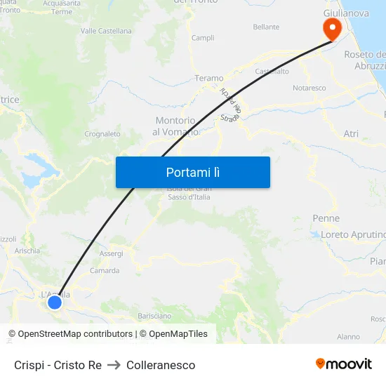 Crispi - Cristo Re to Colleranesco map
