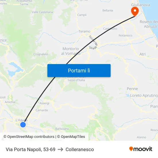 Via Porta Napoli, 53-69 to Colleranesco map