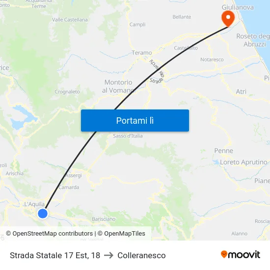 Strada Statale 17 Est, 18 to Colleranesco map