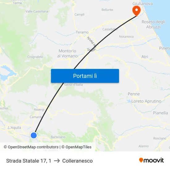 Strada Statale 17, 1 to Colleranesco map