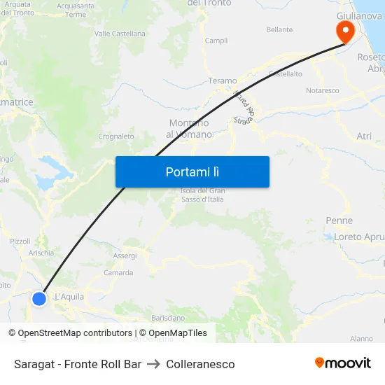 Saragat - Fronte Roll Bar to Colleranesco map