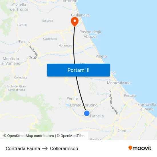 Contrada Farina to Colleranesco map
